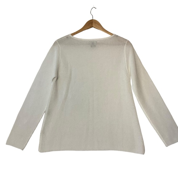 MASSIMO DUTTI sz Medium Top Round Neck Long Sleeves Luxury Knit Off White - Picture 2 of 6